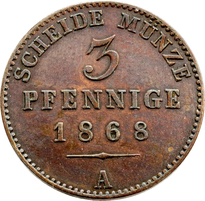 3 Pfennig Reuß Fürst Heinrich XIV. 1868