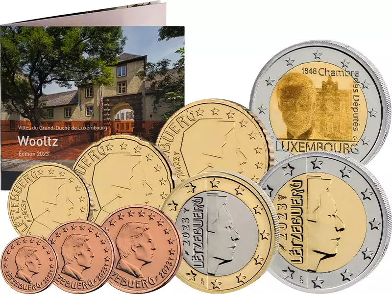 Euro-Kursmünzensatz Luxemburg "Stadt Wiltz" mit innovativer 2-Euro-Gedenkmünze