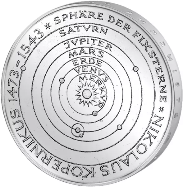 5 DM Münze BRD Nikolaus Kopernikus 1973 Stempelglanz