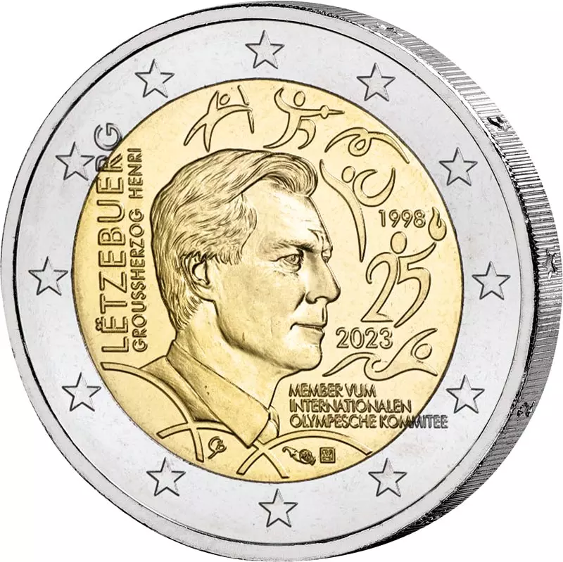 2 Euro Luxemburg 25. Jahrestag der Aufnahme von Großherzog Henri als Mitglied des IOC