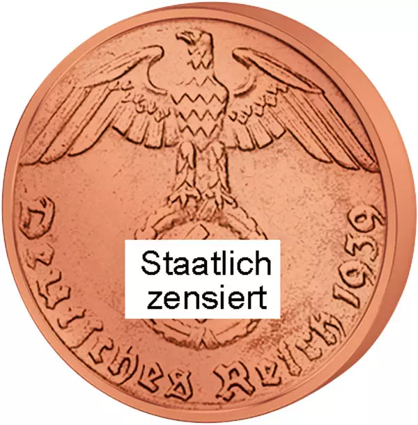 1 Reichspfennig Drittes Reich Hakenkreuz 1936-1940