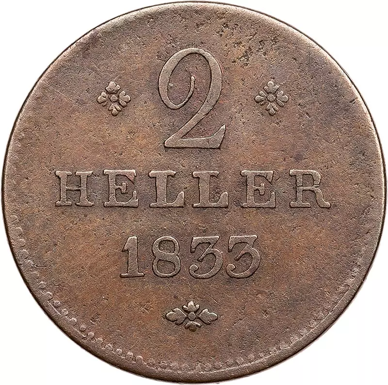 2 Heller Hessen-Kassel Kurfürst Wilhelm II. 1831 + 1833