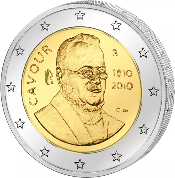 2 Euro Italien 200. Geburtstag Camillo Benso Graf von Cavour 2010 2 Euro Italien 200. Geburtstag Camillo Benso Graf von Cavour 2010