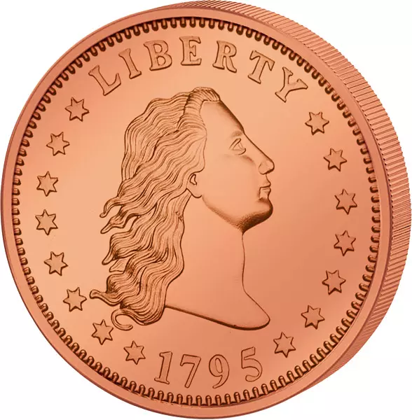 1 AVDP-Unze Kupfer Gedenkprägung Flowing Hair Dollar
