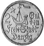 2 Gulden Danzig Stilierte  Kogge 1923 Sehr schön