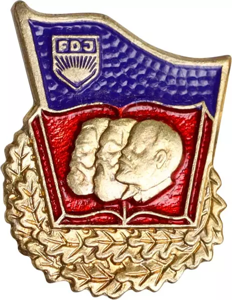 2 er Set DDR FDJ Abzeichen für gutes Wissen 1976-1990