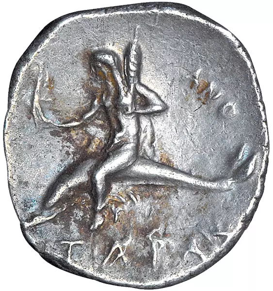 Didrachme Taras in Kalabrien Sohn des Poseidon 250 v. Chr.