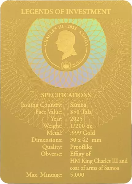 50 Tala Samoa Legends of Investment: Noble Note - Springbock 2025