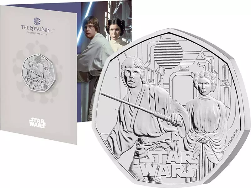 50 Pence Großbritannien Star Wars Luke Skywalker & Princess Leia 2023