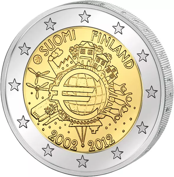 2 Euro Finnland 10 Jahre Euro Gemeinschaftsausgabe aller Länder 2012 prägefrisch