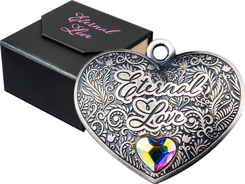 1 Dollar Salomonen Eternal Love Anhänger inkl. Kunstleder-Halskette, Silber