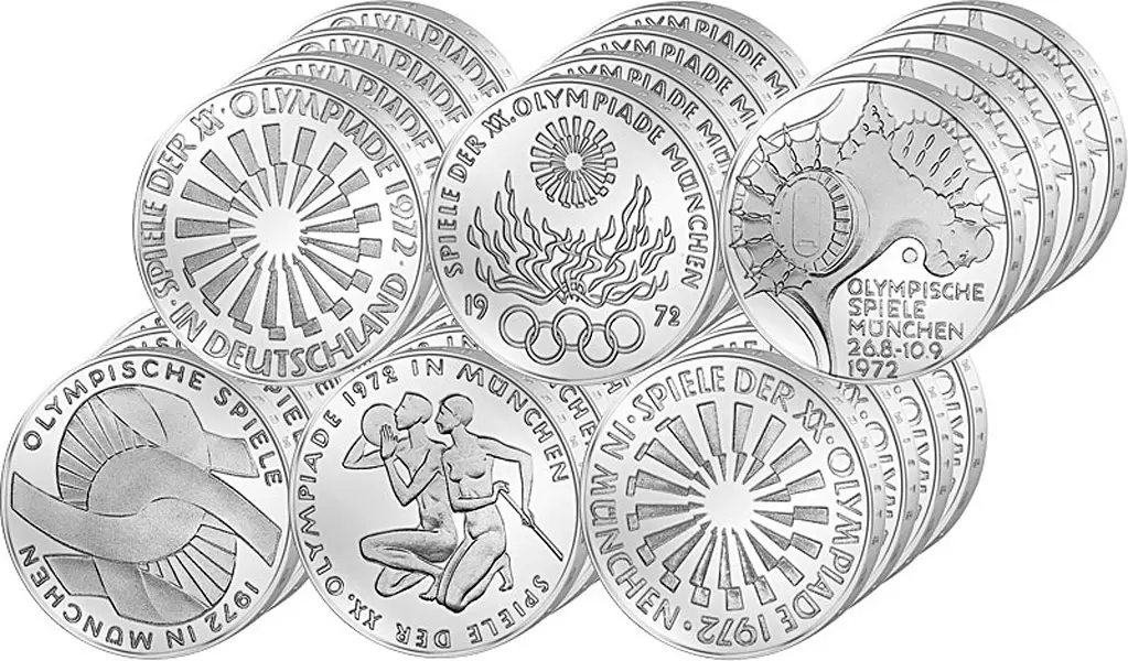 24 x 10 DM BRD Olympiamünzen-Set München 1972 Stempelglanz