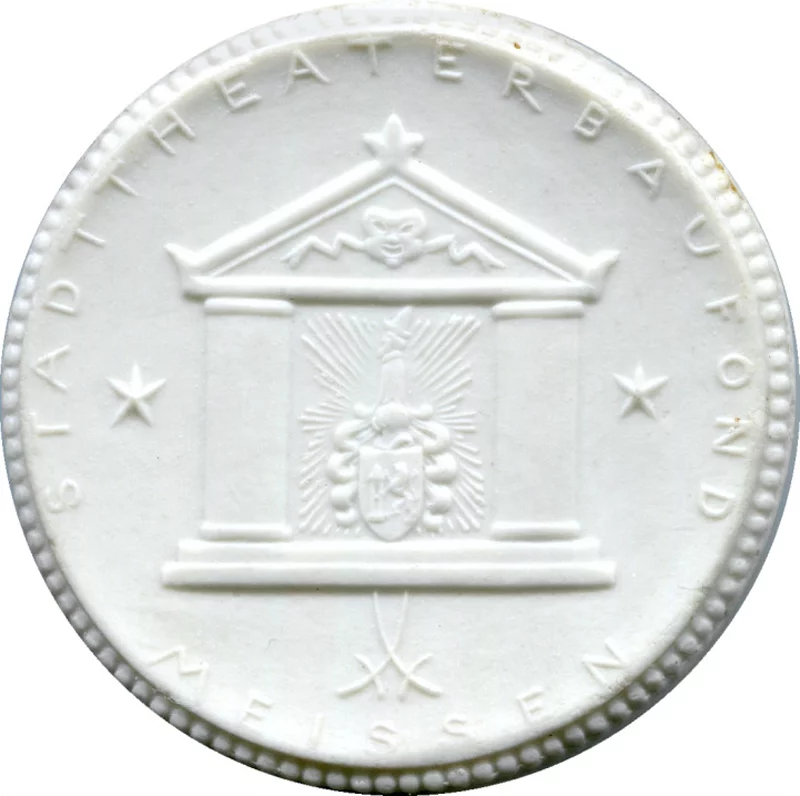 Porzellanmedaille Meißen Stadttheaterbaufonds 1922