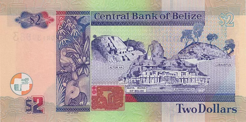 2 Dollars Belize Banknote Königin Elizabeth II. 2017