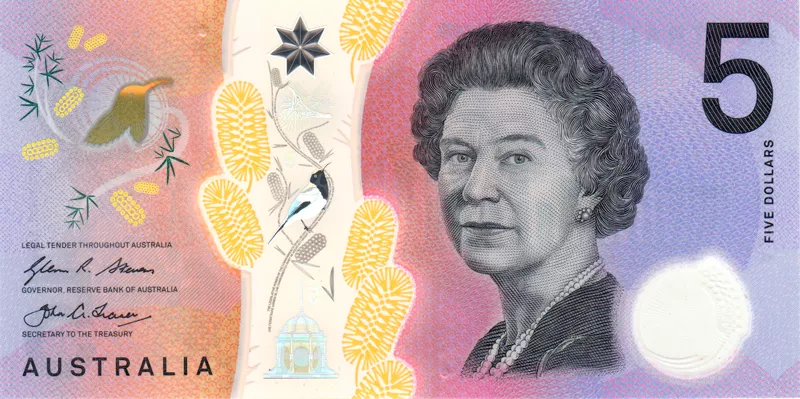 5 Dollar Australien Banknote Queen Elizabeth II. 2016