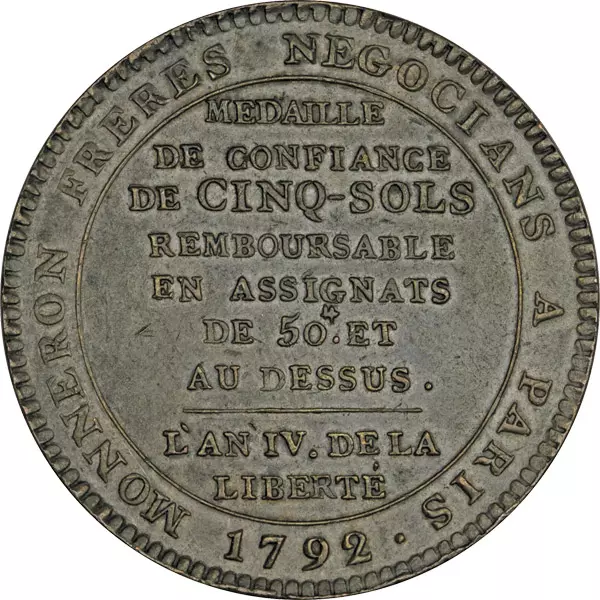 5 Sols Frankreich Französische Revolution 1792