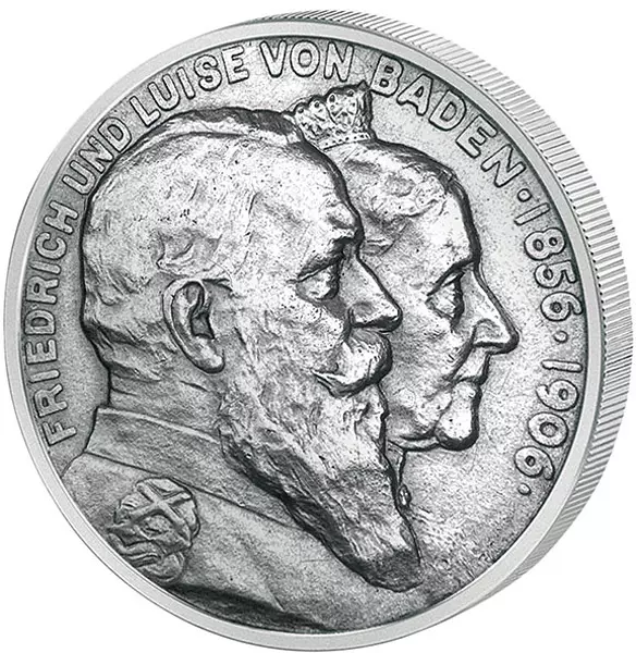 5 Mark Baden Goldene Hochzeit Friedrich und Luise von Baden 1906 vorzüglich 5 Mark Baden Goldene Hochzeit Friedrich und Luise von Baden 1906 vorzüglich