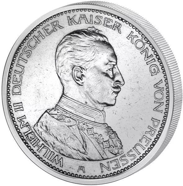 5 Mark Preußen Kaiser Wilhelm II. in Kürassieruniform 1913-1914 5 Mark Preußen Kaiser Wilhelm II. in Kürassieruniform 1913-1914