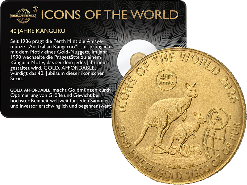 1/200 Unze Gold Ruanda Icons of the World - 40 Jahre Känguru 2026