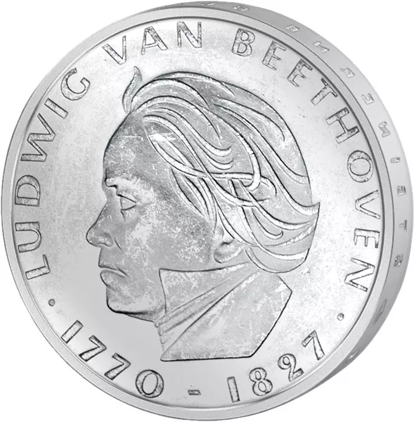 5 DM Münze BRD Münze Ludwig van Beethoven 1970 Stempelglanz