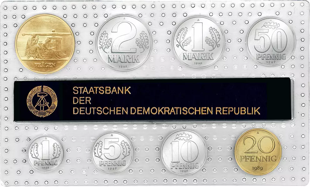 1 Pf - 2 Mk DDR Kursmünzensatz inkl. Gedenkprägung Prägen 1989