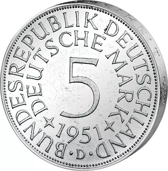 4 x 5 DM BRD Jahrgangsatz Silberadler 1951