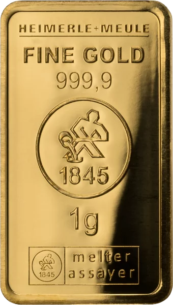 1 Gramm Feingoldbarren geprägt Heimerle & Meule