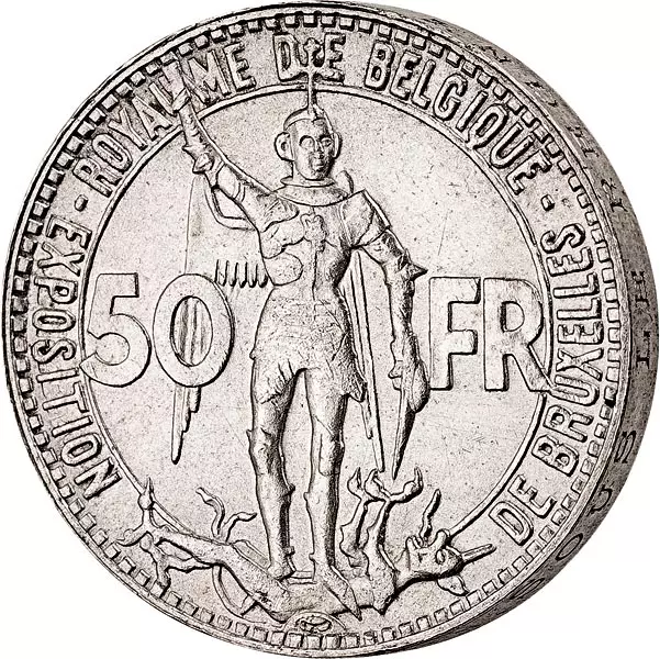 50 Francs Belgien 100 Jahre Eisenbahn 1935