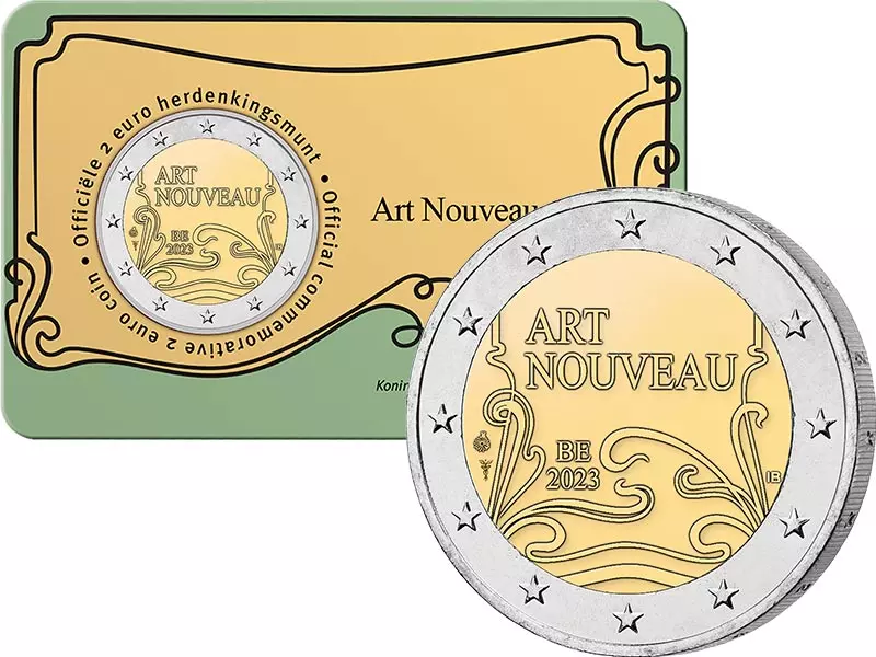 2 Euro Belgien Jugendstil in Brüssel 2023 in der Coincard