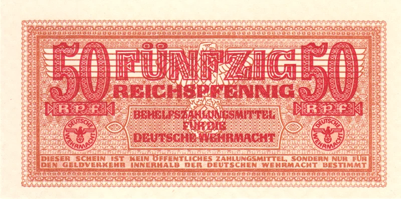 50 Reichspfennig Banknote Drittes Reich Wehrmachtsausgabe 1942