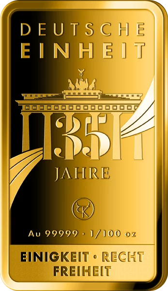 Goldbarren 35 Jahre Deutsche Einheit - Wiederaufbau Dresdner Frauenkirche