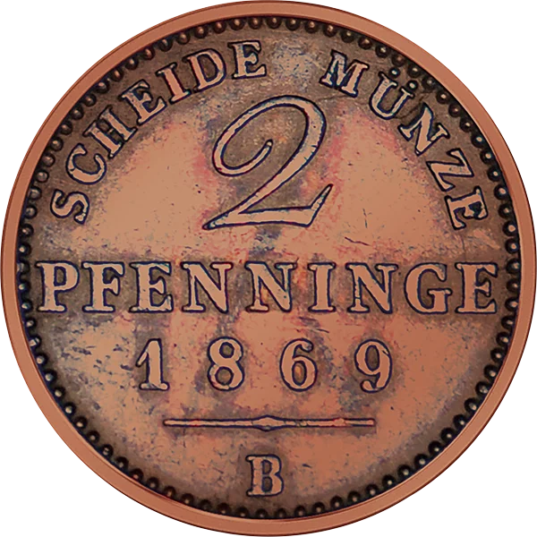 2 Pfennig Preußen König Wilhelm I. 1861 - 1873