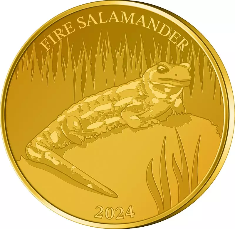 1 Dollar Samoa Titanmünzen Bunte Tierwelt - Feuersalamander 2024