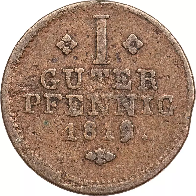1 Guter Pfennig Hessen-Kassel Kurfürst Wilhelm II. 1816-1832
