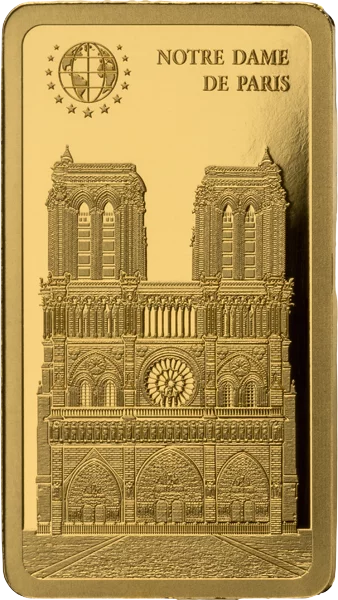 Goldbarren Unified Nations Welterbestätten - Frankreich Notre Dame 2024