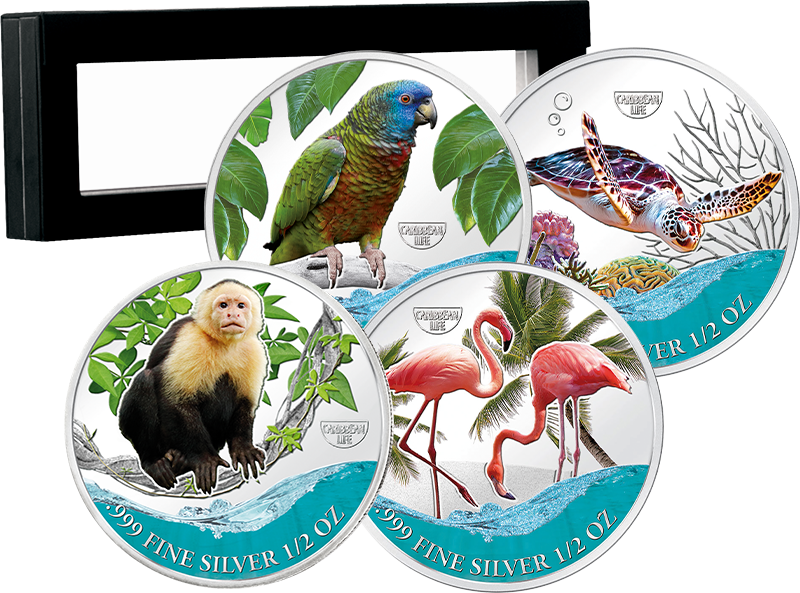 4 x 500 Francs Kamerun Mysterious Rhodium Caribbean Life 2023