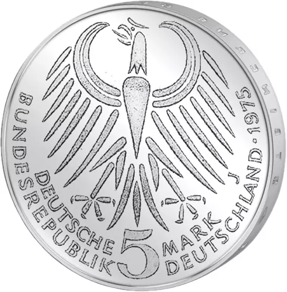 5 DM Münze BRD 50. Todestag Friedrich Ebert 1975 Stempelglanz