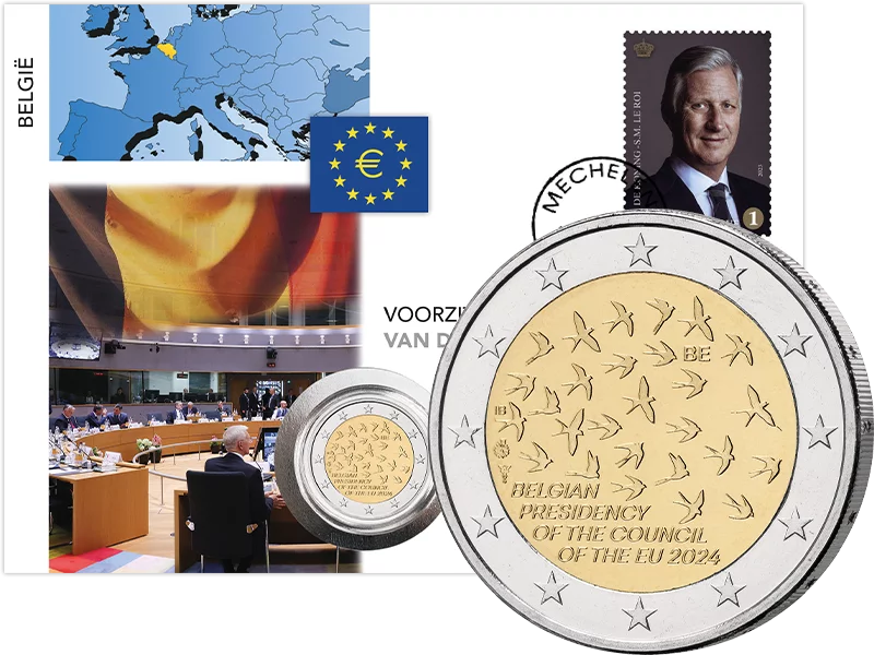 2 Euro Numisbrief Belgien EU-Ratspräsidentschaft 2024