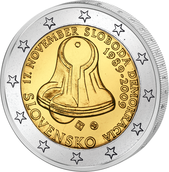 2 Euro Slowakei 20 Jahre Demokratie 2009 Vorderseite 2 Euro Slowakei 20 Jahre Demokratie 2009