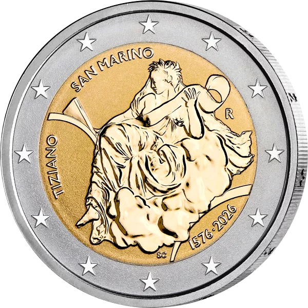 2 Euro San Marino 450. Todestag Tizian 2026 in Reverse Proof