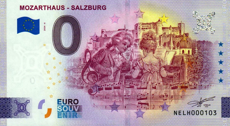 0-Euro-Banknote Österreich Mozarthaus Salzburg 2024