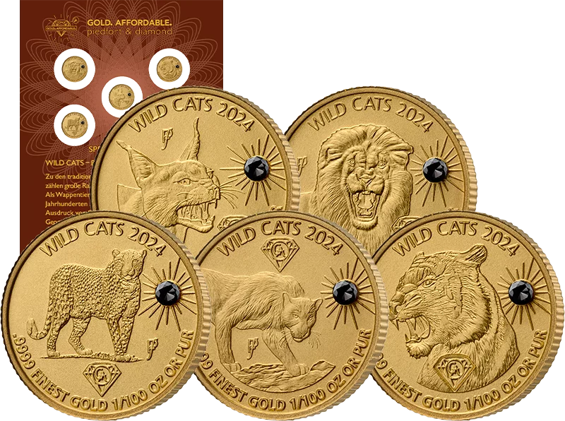 5 x 10 Francs Ruanda Gold Affordable Diamond Edition Raubkatzen 2024