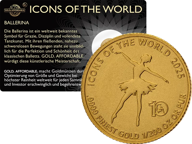 1/200 Unze Gold Ruanda Icons of the World - Eröffnung Bolschoi-Theater Ballerina 2025