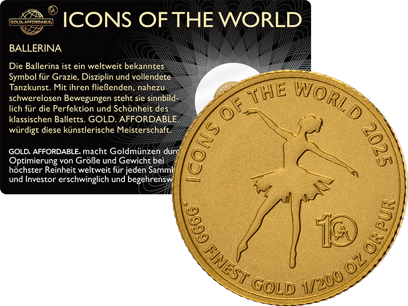 1/200 Unze Gold Ruanda Icons of the World - Eröffnung Bolschoi-Theater Ballerina 2025