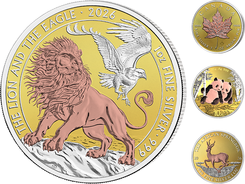 Triple-Gold-Kollektion: Silberunzen mit dreifacher Goldveredelung