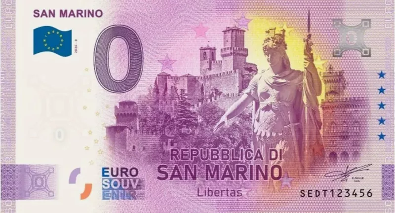 0-Euro-Banknote San Marino Freiheitsstatue 2026