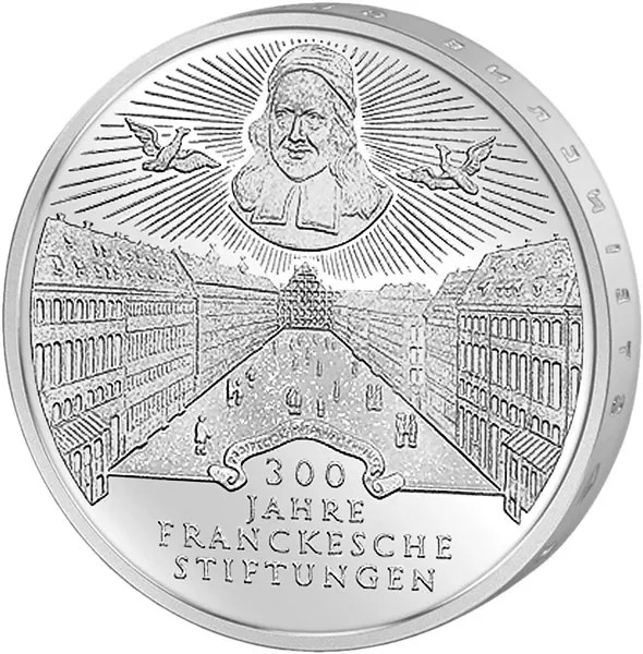 10 DM Münze BRD 300 Jahre Franckesche Stiftungen 1998 Stempelglanz