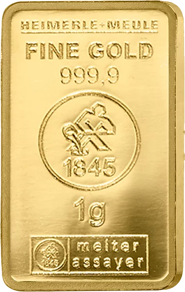 25 x 1 Gramm Goldbarren Heimerle & Meule Unity Bar