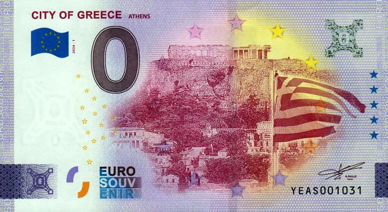 0-Euro-Banknote Griechenland Athen 2024