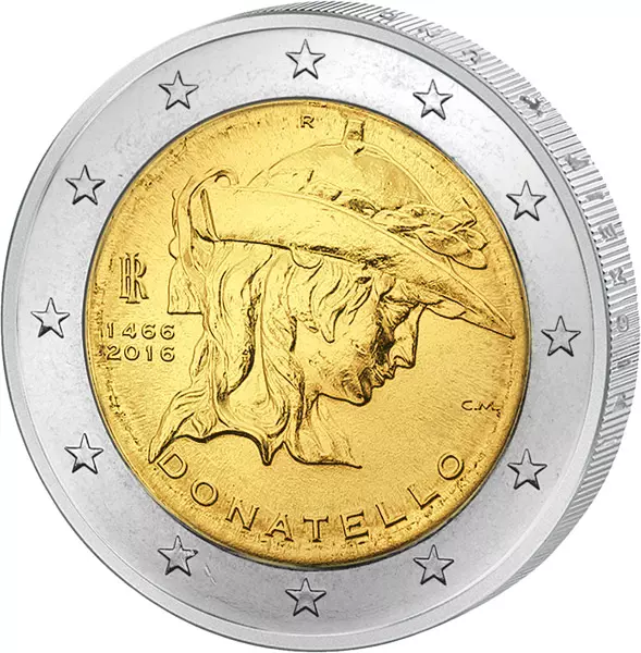 2 Euro Italien 550. Todestag von Donatello 2016 2 Euro Italien 550. Todestag von Donatello 2016